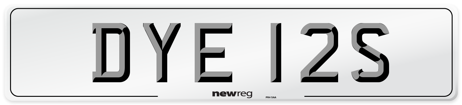 DYE 12S Number Plate from New Reg